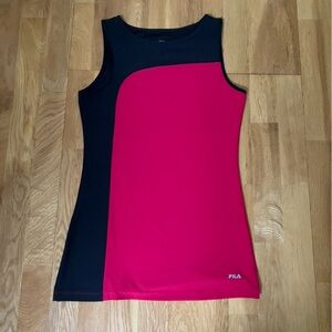 FILA Women's Black and Reddish-Pink Tank Top
